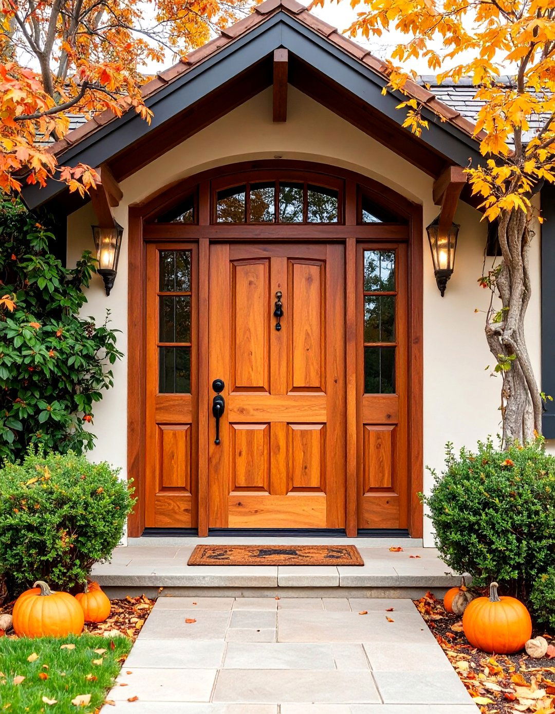 Rustic Knotty Alder Door with Character Marks - 25 Farmhouse Front Door Ideas