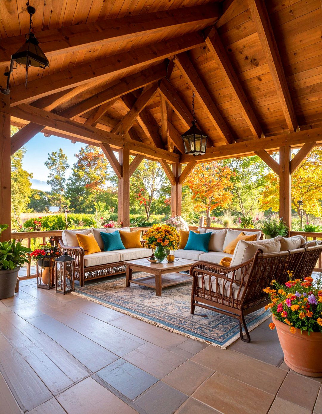 Rustic Lanai with Natural Stone Elements - 25 Lanai Porch & Patio Designs