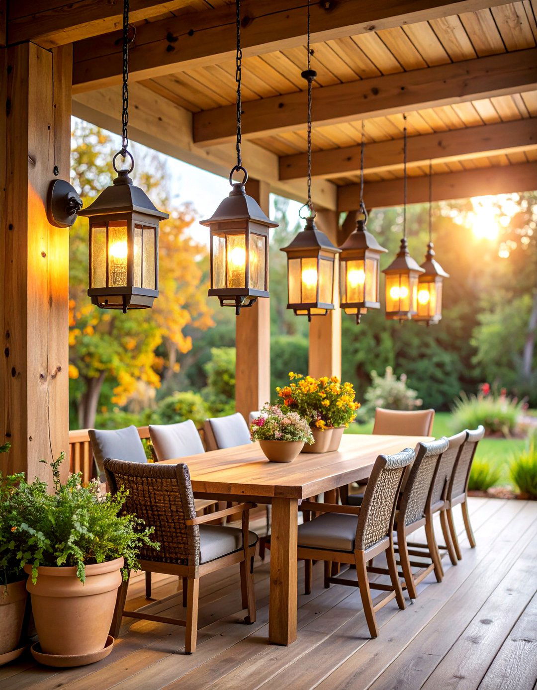 Rustic Lantern Wall Sconces - 25 Covered Patio Lighting Ideas