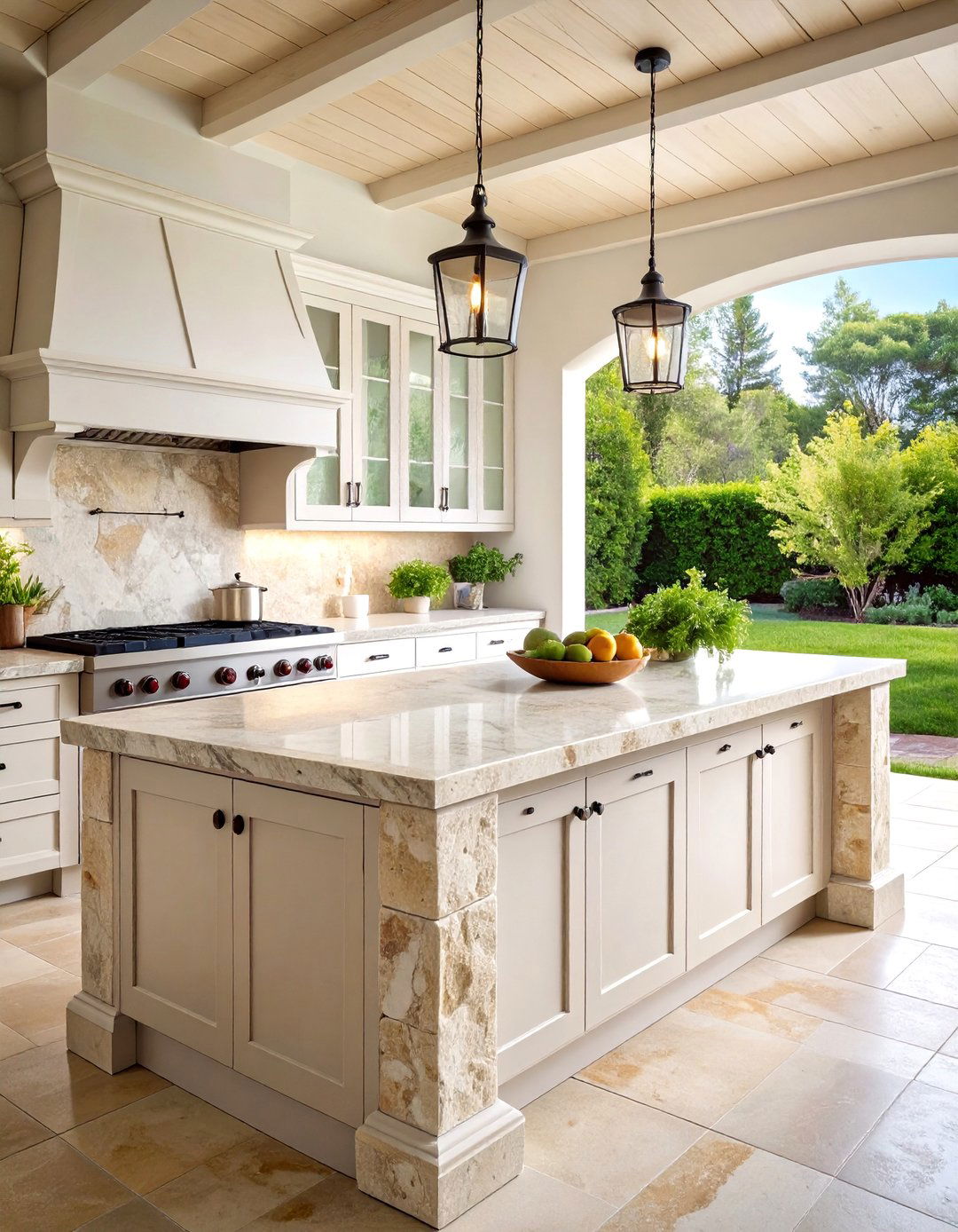 Rustic Limestone with Natural Texture - 25 Types of Outdoor Kitchen Countertops