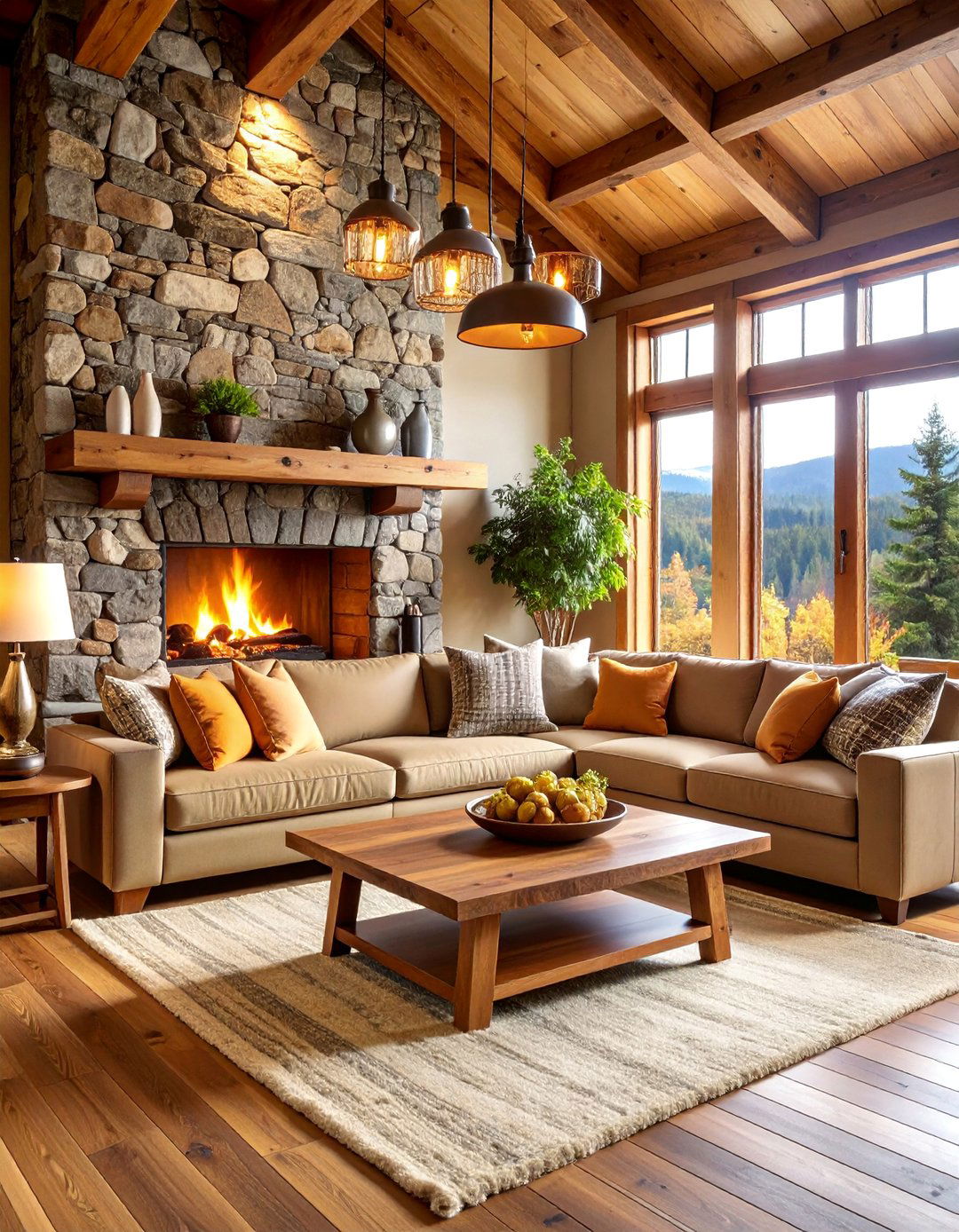 Rustic Living Room Cabin Inspired Layout - 25 Living Room Layout Ideas