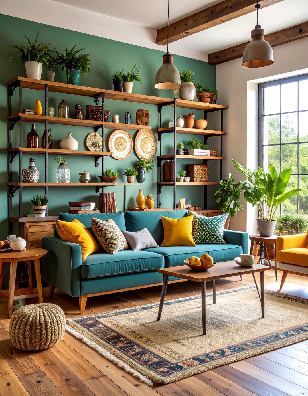 Rustic Living Room Shelf Barn Wood Feature - 25 Living Room Shelf Ideas