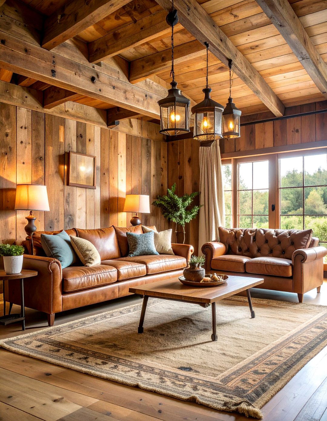 Rustic Living Room with Reclaimed Wood and Vintage Lanterns - 25 Cozy Living Room Ideas