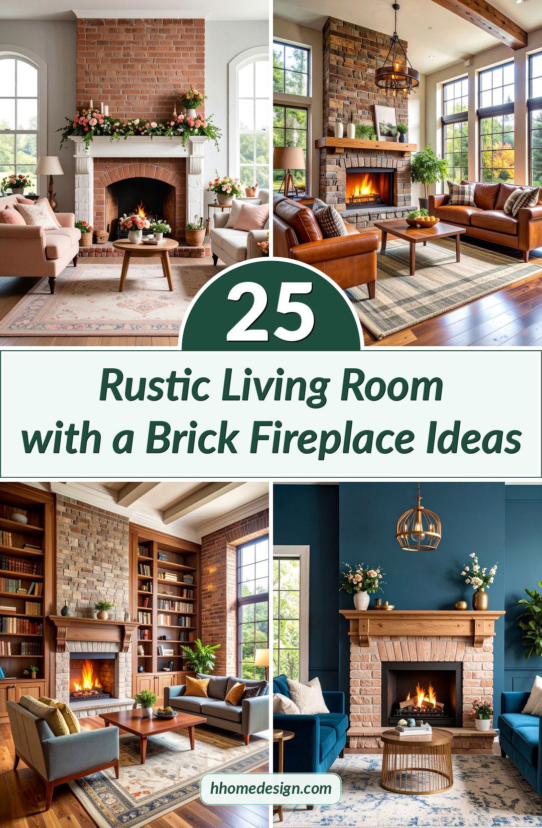 25 Rustic Living Room with a Brick Fireplace Ideas