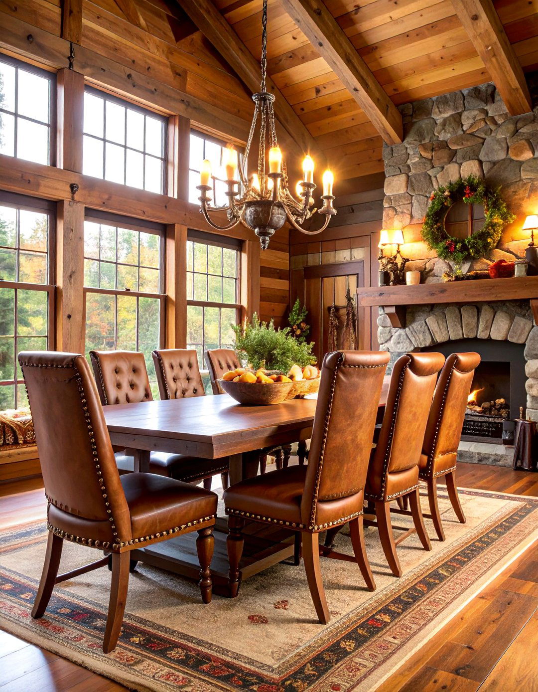 Rustic Lodge Dining Room with Hunting and Outdoor Themes - 25 Rustic Dining Room Ideas