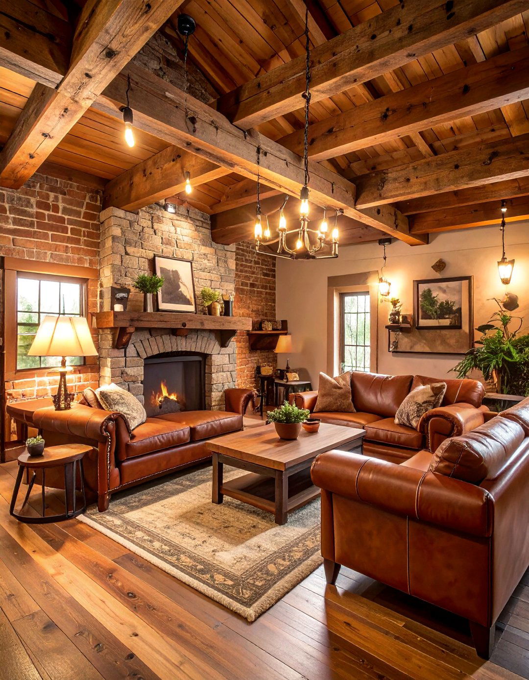 Rustic Lodge Man Cave with Exposed Brick - 25 Man Cave Ideas