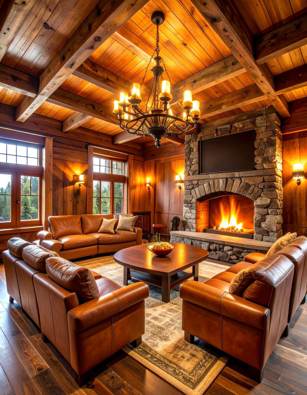 Rustic Lodge Theater with Natural Wood Elements - 25 Home Theater Ideas