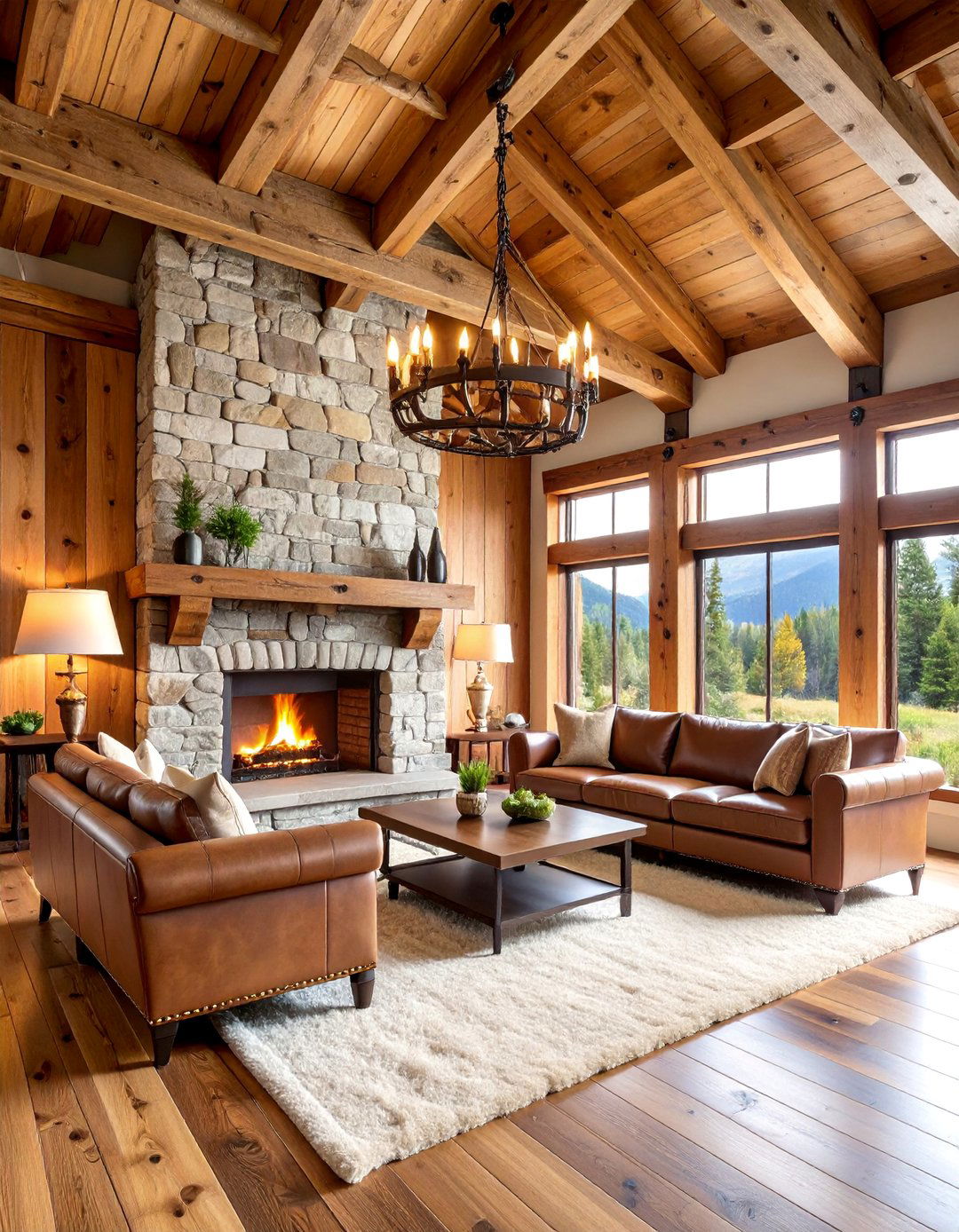 Rustic Lodge Trophy Room with Exposed Timber - 25 Hunting Trophy Room Ideas