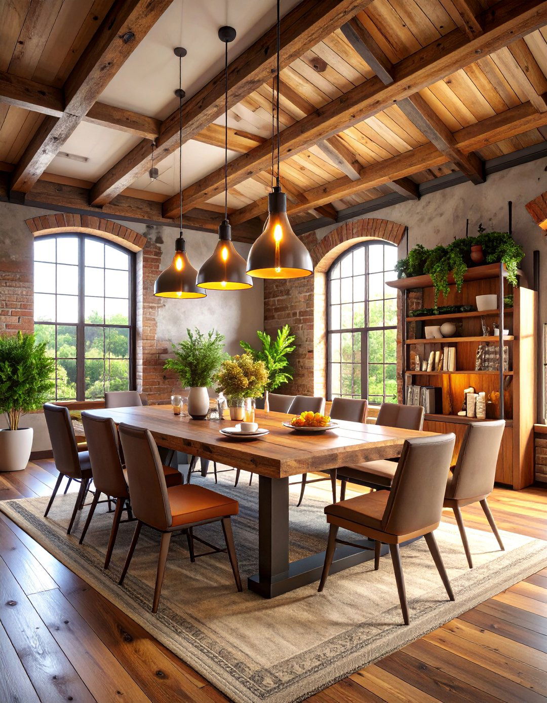 Rustic Loft Dining Room with High Ceiling Drama - 25 Rustic Dining Room Ideas