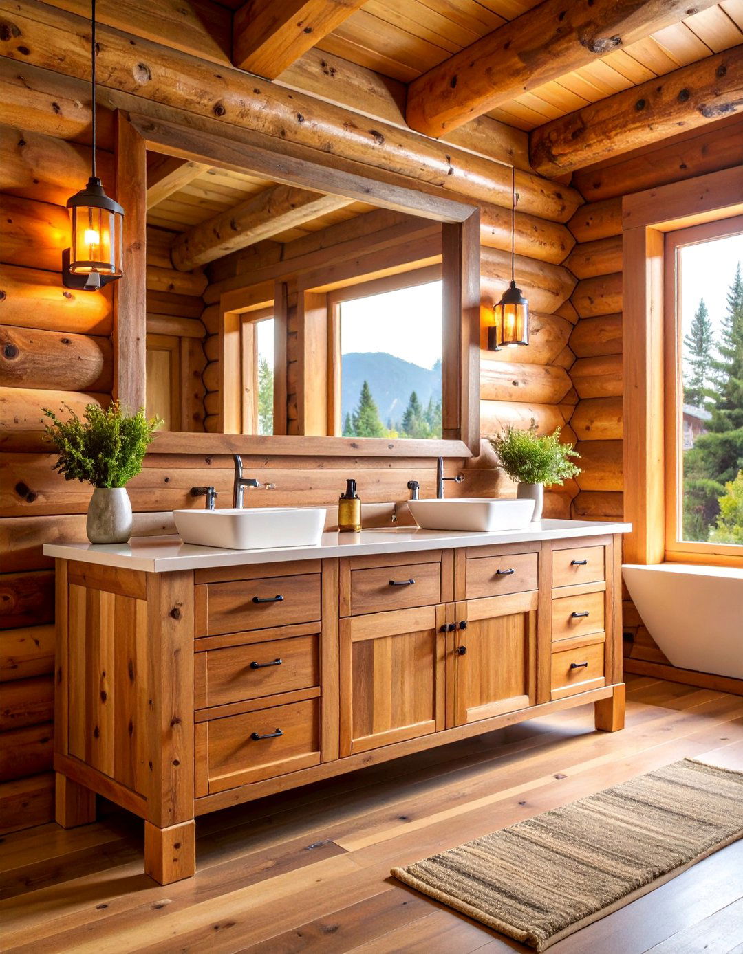 Rustic Log Bathroom Vanity Cabinet - 25 Bathroom Cabinet Ideas