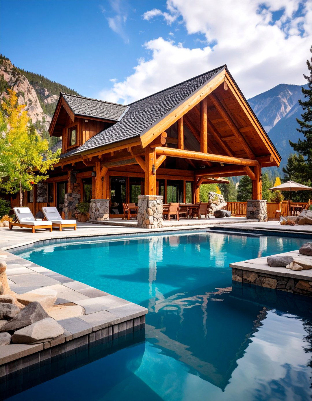 Rustic Log Cabin Style Pool Gazebo - 25 Pool Gazebo Ideas