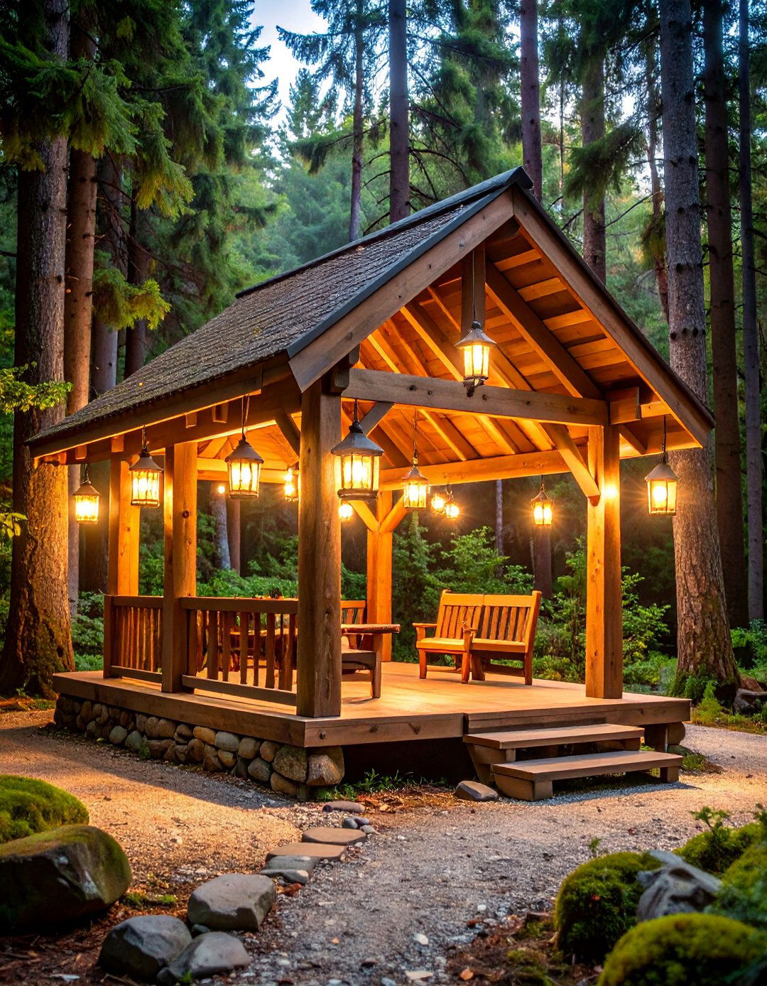 Rustic Log Cabin Style Woodland Retreat - 25 Backyard Gazebo Ideas