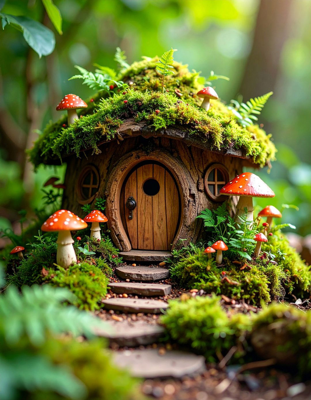 Rustic Log Woodland Fairy Hollow - 25 Fairy Garden Container Ideas
