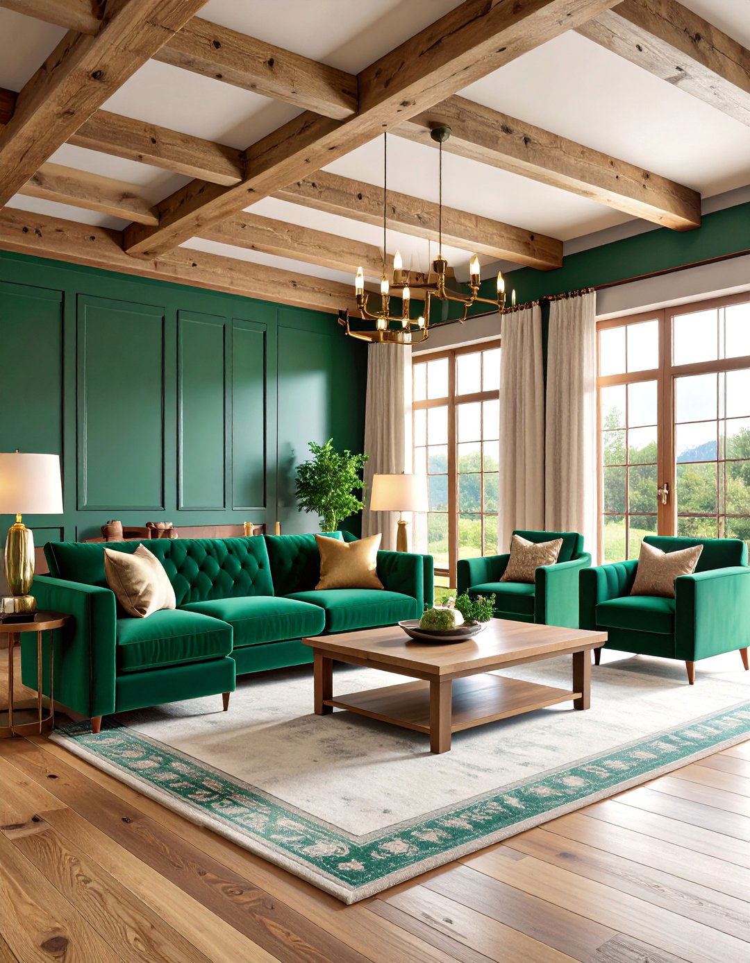 Rustic Luxe Emerald and Gold Living Room - 25 Emerald Green and Gold Living Room Ideas