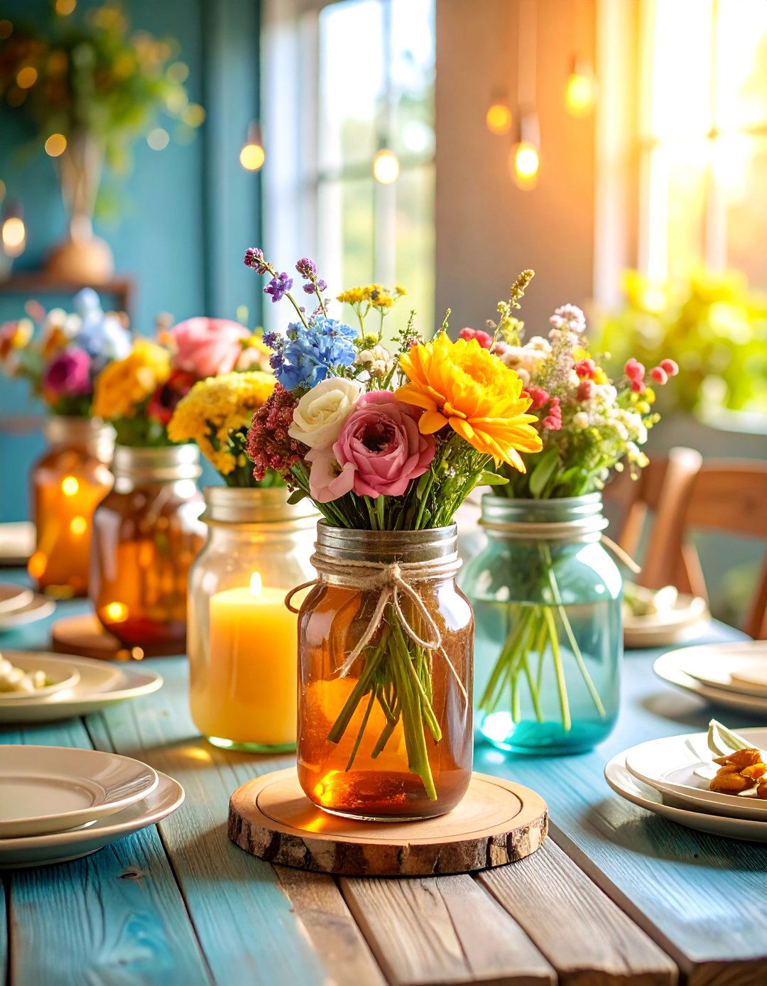 Rustic Mason Jar Dining Room Table Collection - 25 Dining Room Table Decor Ideas