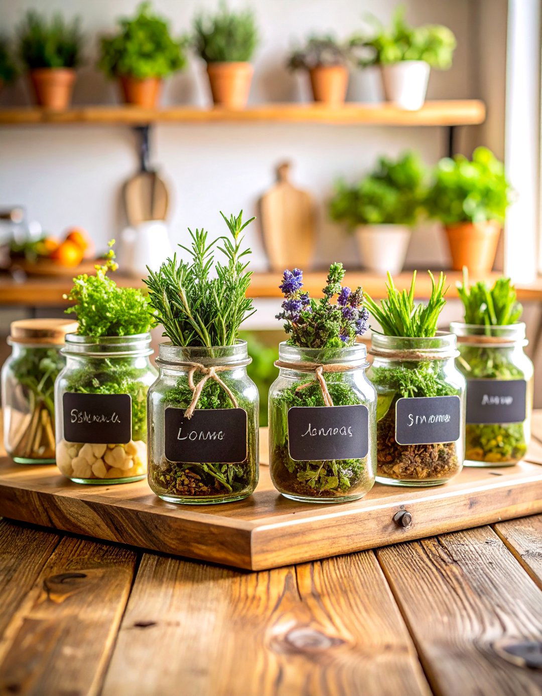 Rustic Mason Jar Herb Garden Centerpiece - 25 Centerpiece Ideas