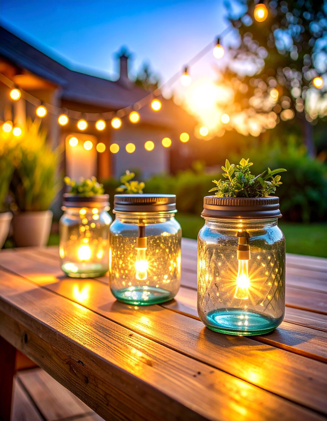 Rustic Mason Jar Solar Lights - 25 Deck Lighting Ideas