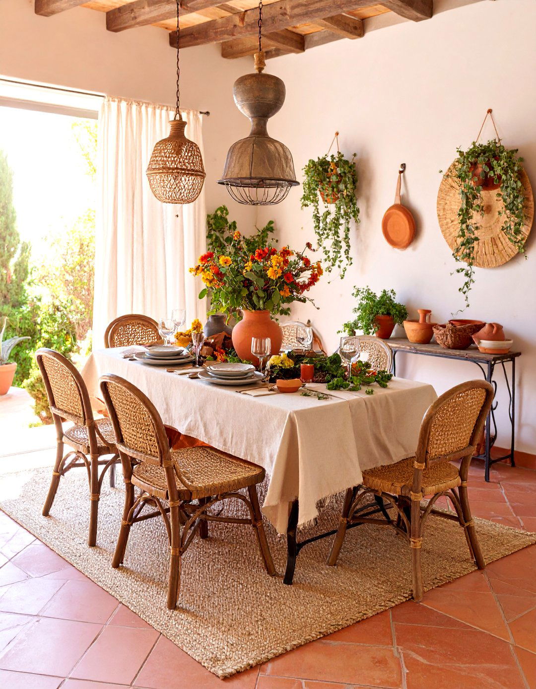 Rustic Mediterranean Dining Room with Warm Earth Tones - 25 Rustic Dining Room Ideas