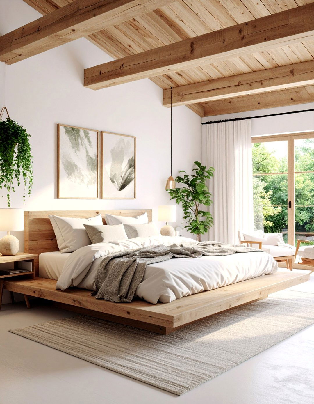 Rustic Modern Bedroom with Exposed Wooden Beams - 25 Master Bedroom Ideas