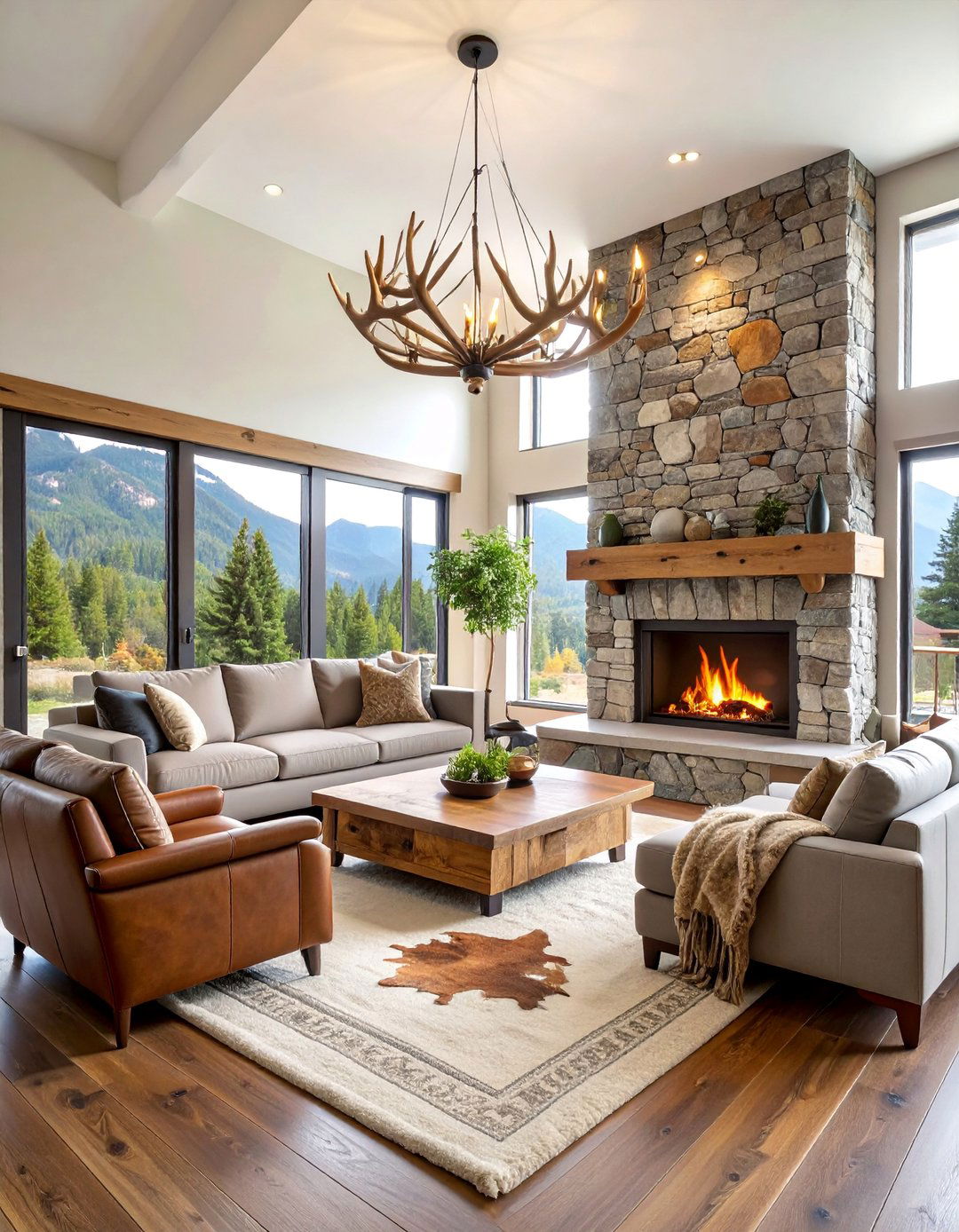 Rustic Modern Greige Cabin - 25 Greige Living Room Ideas