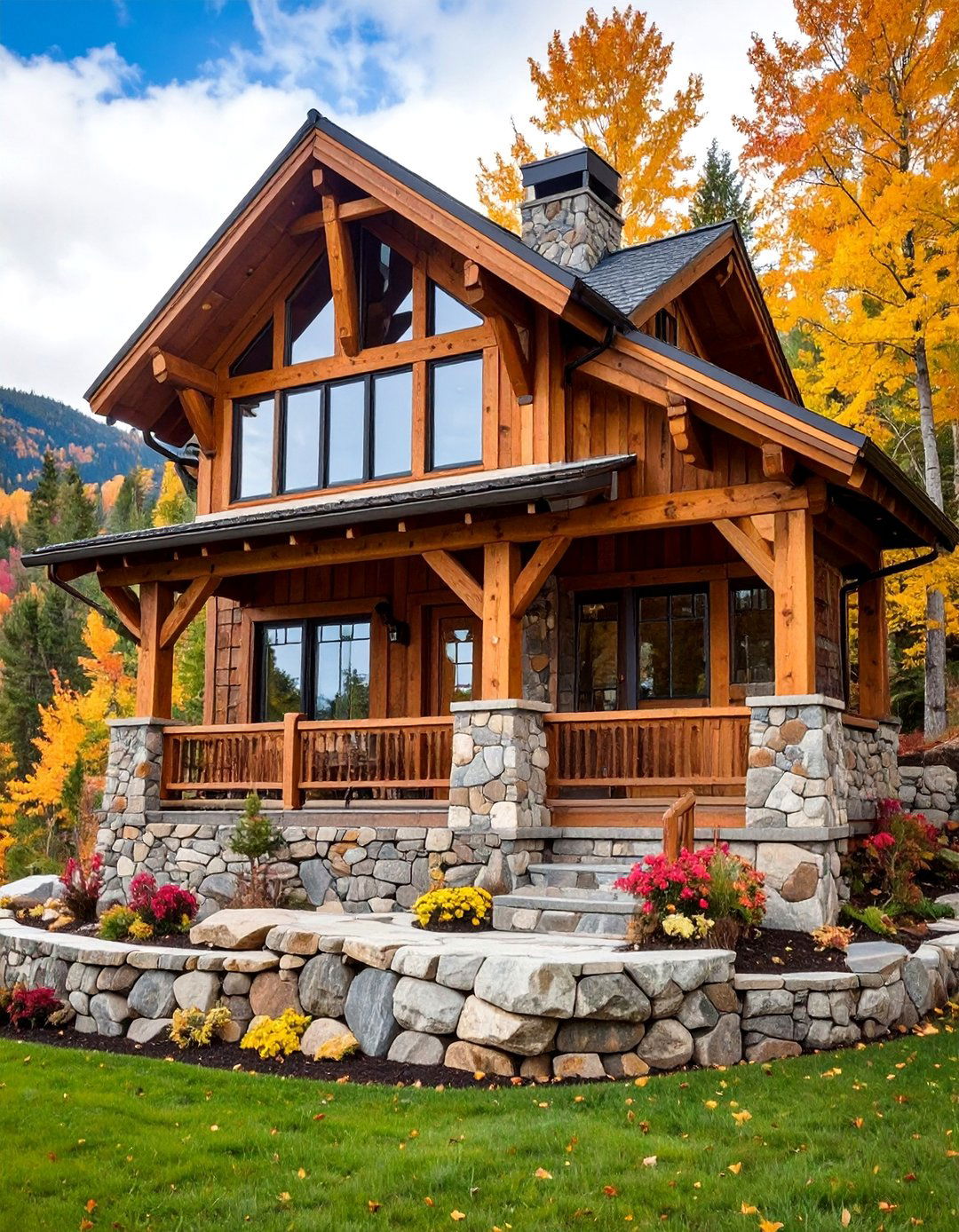 Rustic Mountain Dormer with Stone Foundation Base - 25 Dormer Balcony Ideas