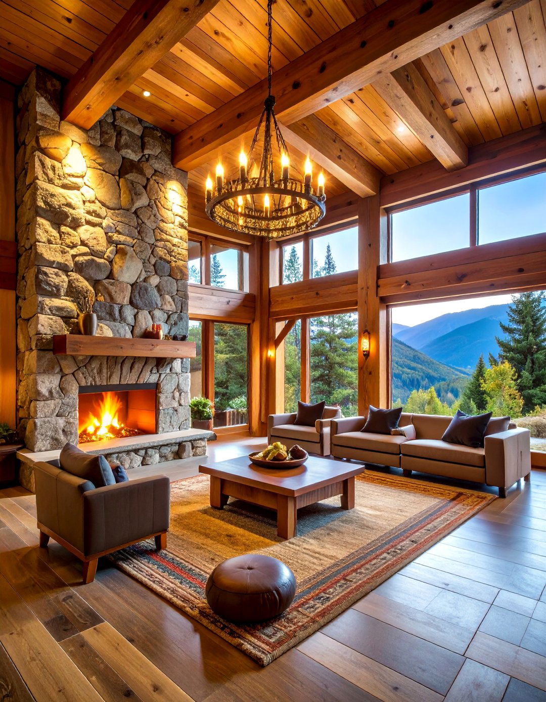 Rustic Mountain Spa with Stone and Wood Elements - 25 Spa Decor Ideas