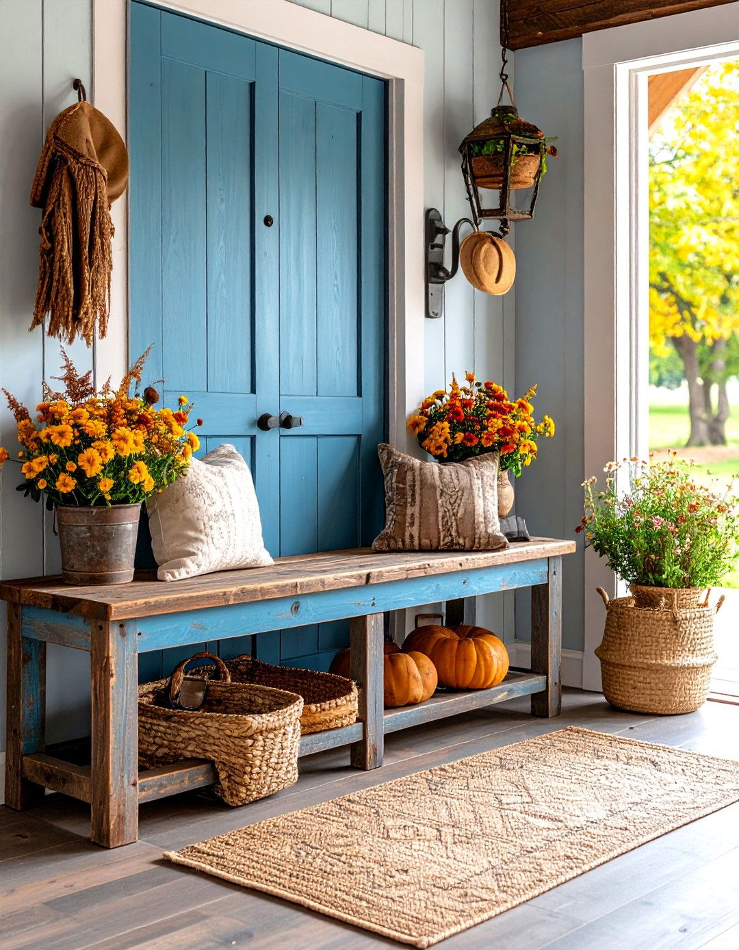 Rustic Mudroom Bench with Reclaimed Wood Construction - 25 Mudroom Bench Ideas