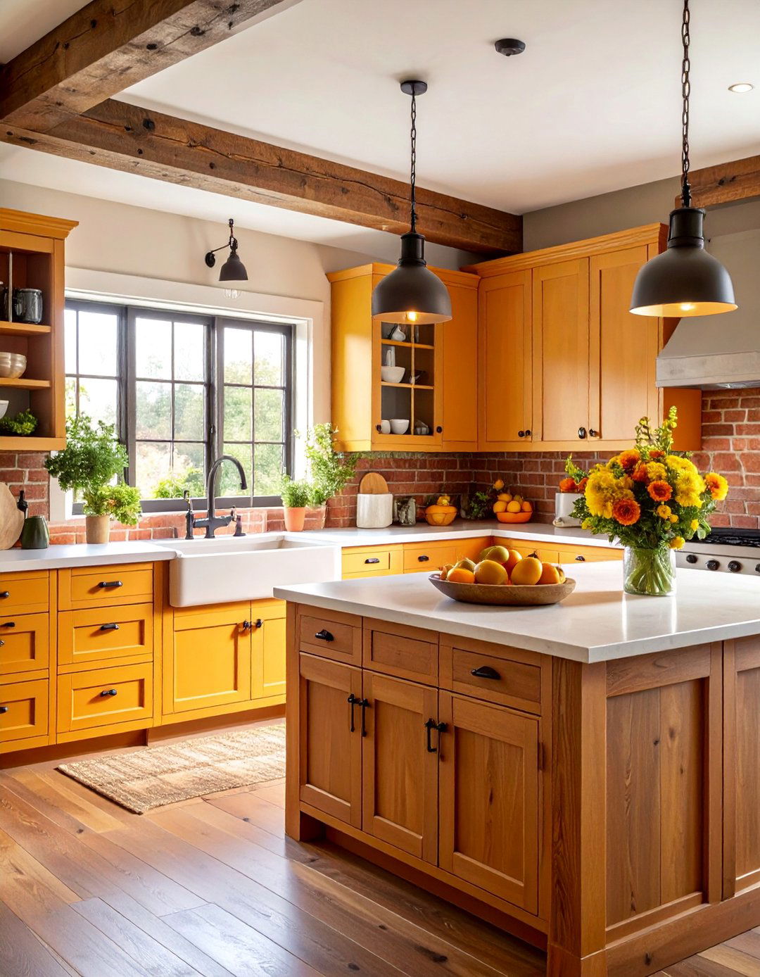 Rustic Natural Cherry Kitchen Cabinets with Farmhouse Sink - 25 Natural Cherry Kitchen Cabinets