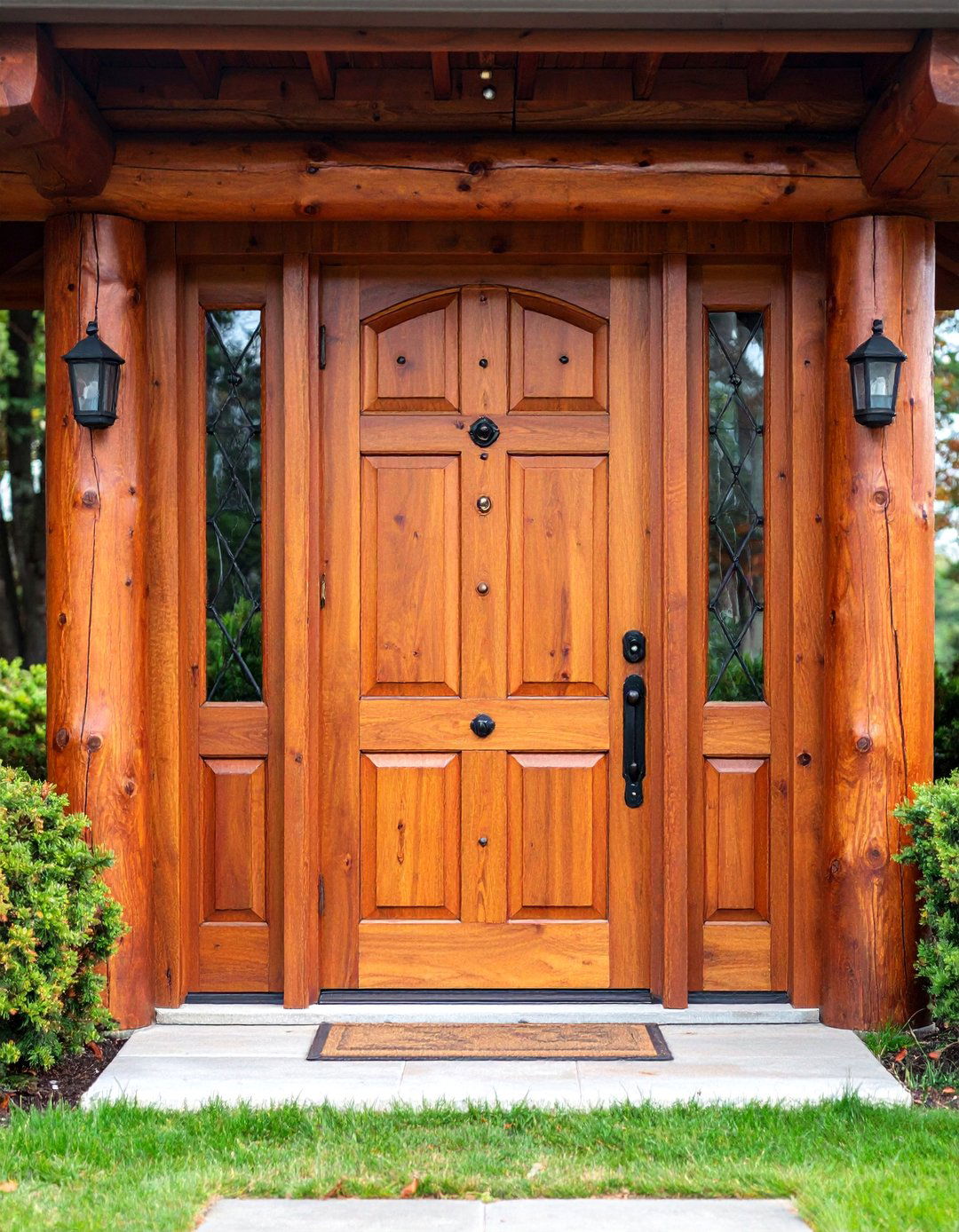 Rustic Oak Door with Leather Accents - 25 Rustic Front Door Ideas