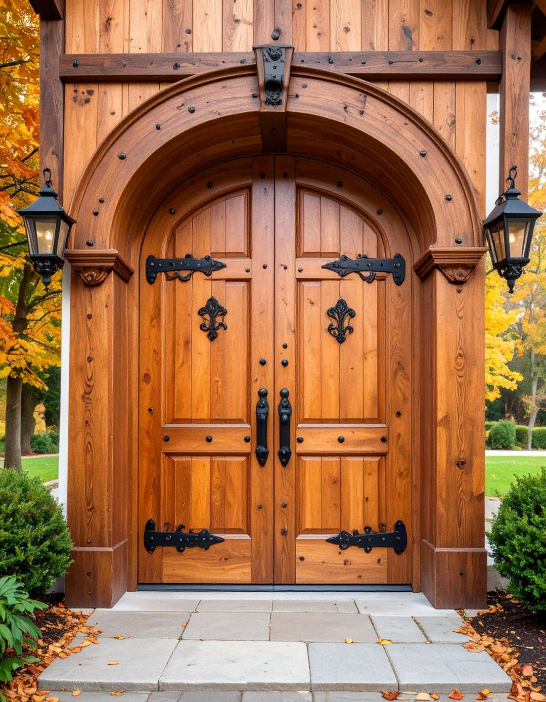 Rustic Oak Plank Door with Iron Straps - 25 Rustic Front Door Ideas