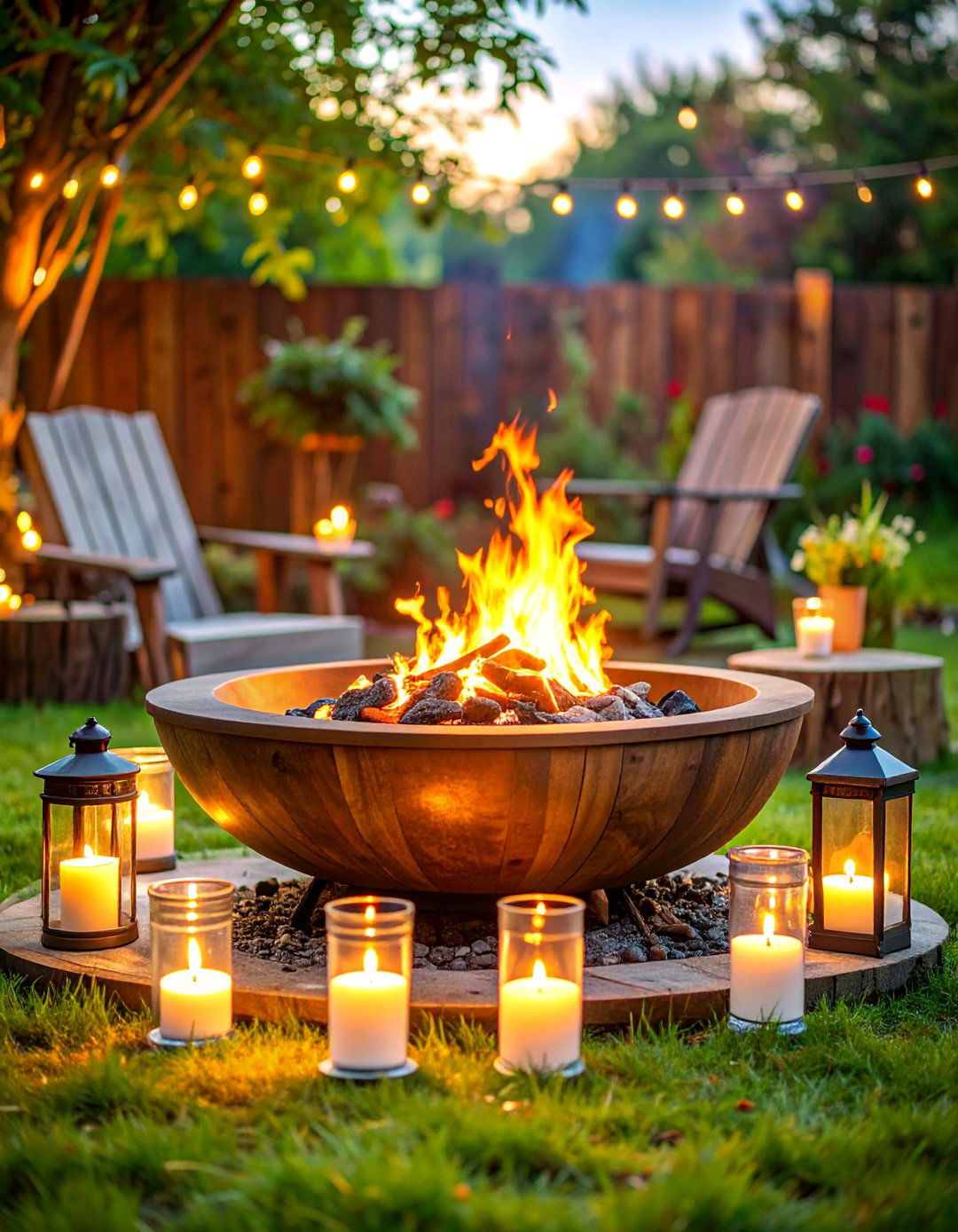 Rustic Outdoor Fire Bowl Candle Garden - 25 Decorating With Candles