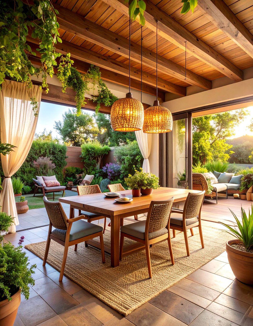 Rustic Outdoor Integration Dining Room with Natural Flow - 25 Rustic Dining Room Ideas