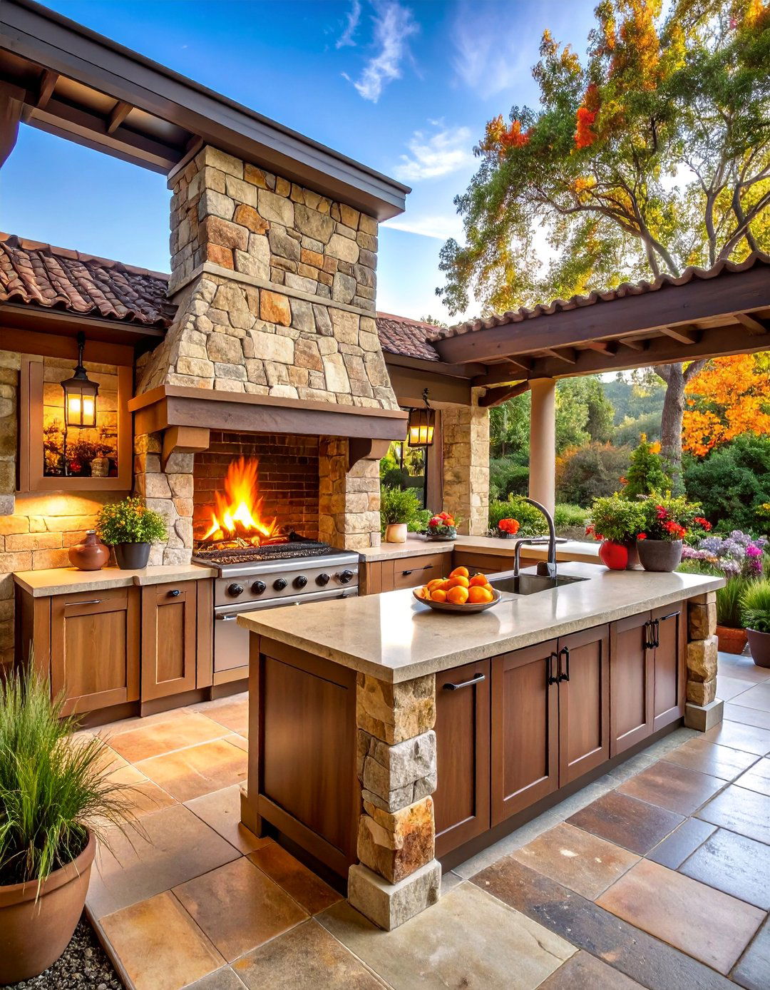 Rustic Outdoor Kitchen Fireplace Integration - 25 Rustic Outdoor Fireplace Ideas