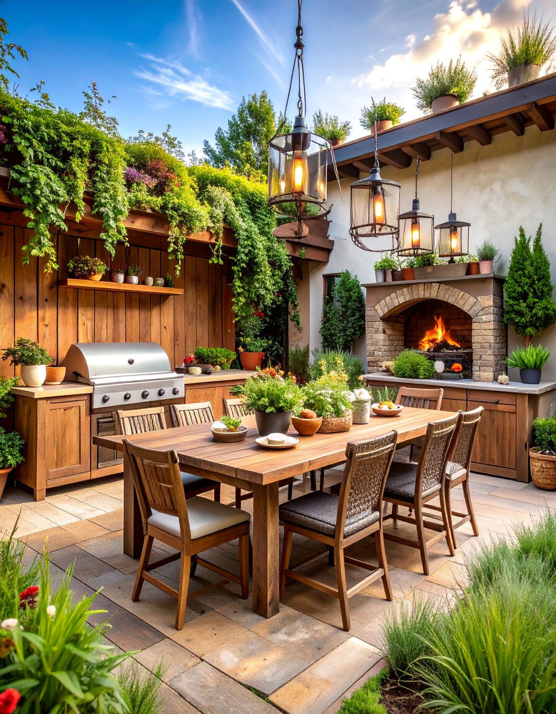 Rustic Outdoor Kitchen and Dining Haven - 25 Outdoor Decor Ideas