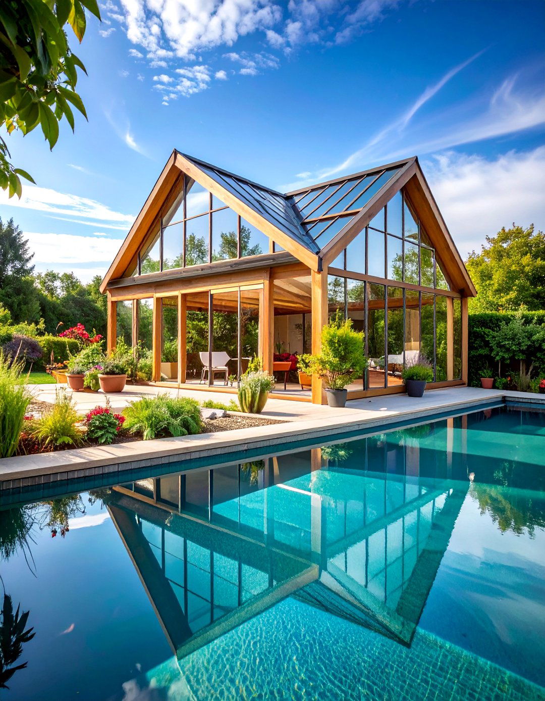 Rustic Pool House with Greenhouse and Garden Integration - 25 Rustic Pool House Ideas