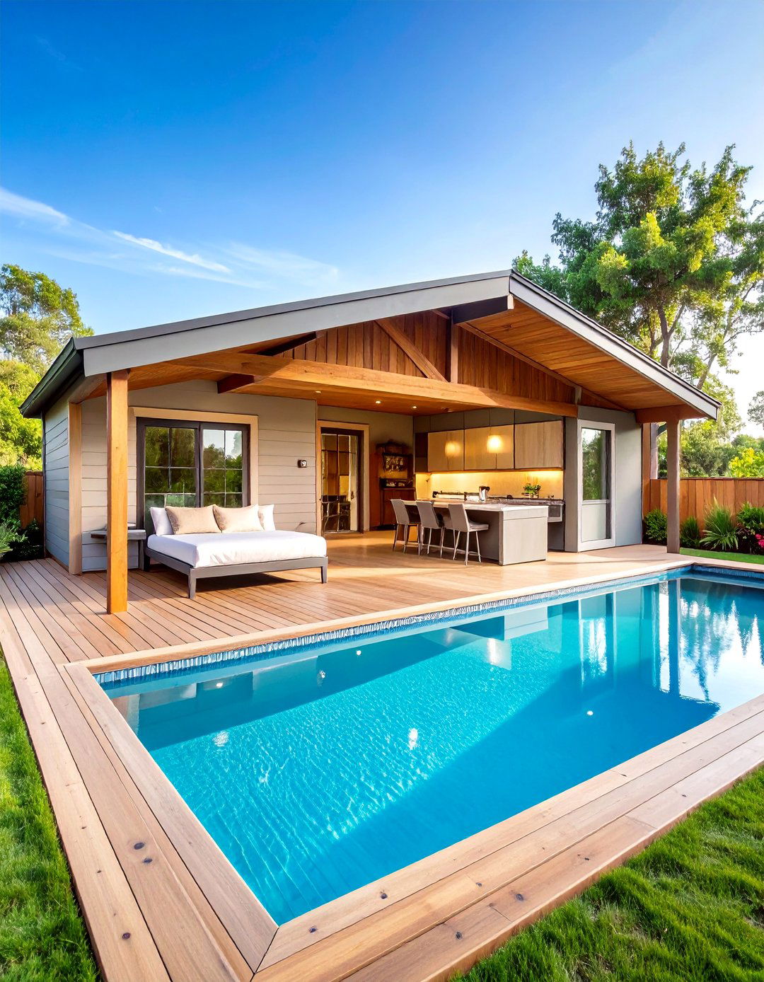 Rustic Pool House with Guest Suite and Private Entrance - 25 Rustic Pool House Ideas