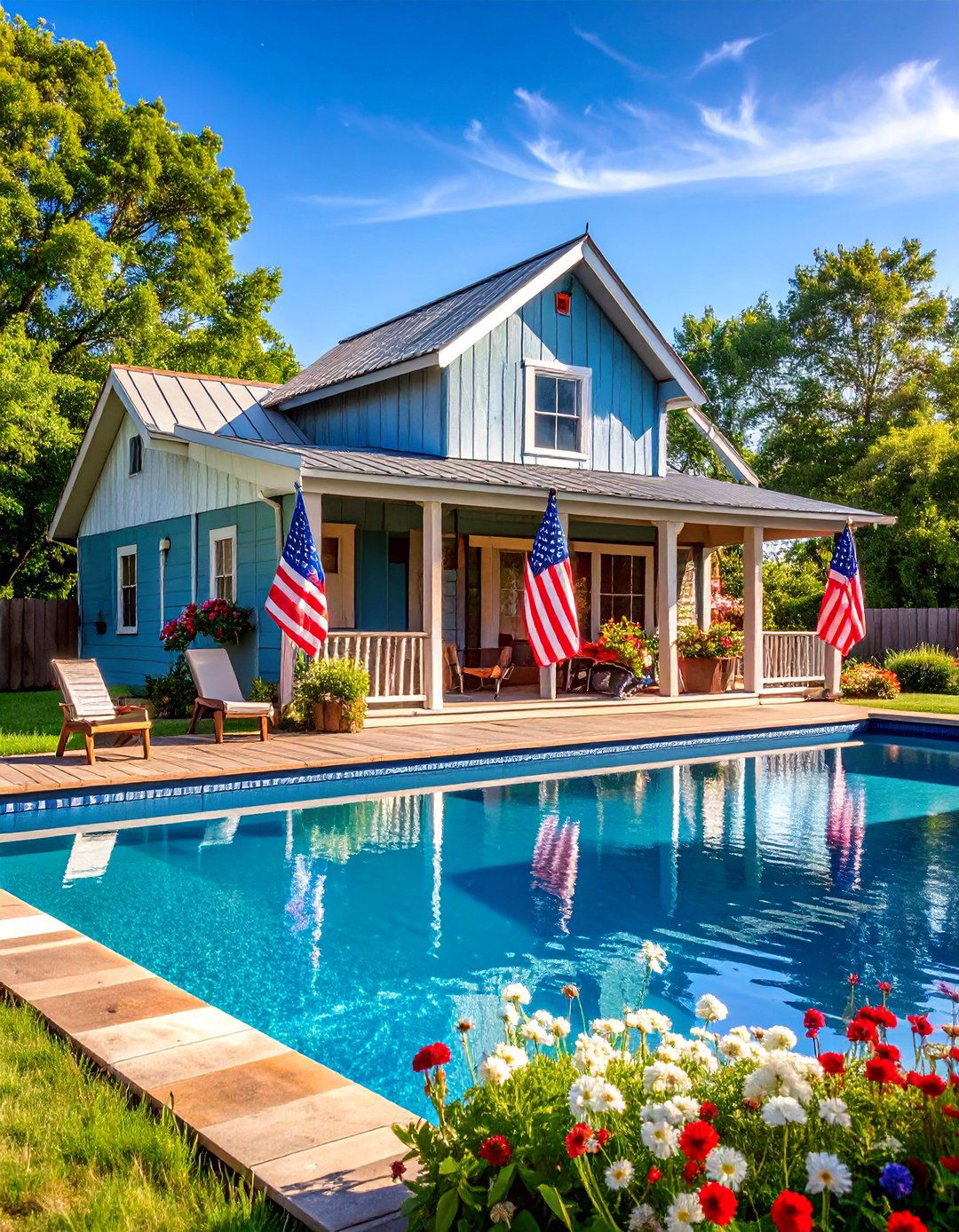 Rustic Pool House with Vintage Americana and Patriotic Themes - 25 Rustic Pool House Ideas