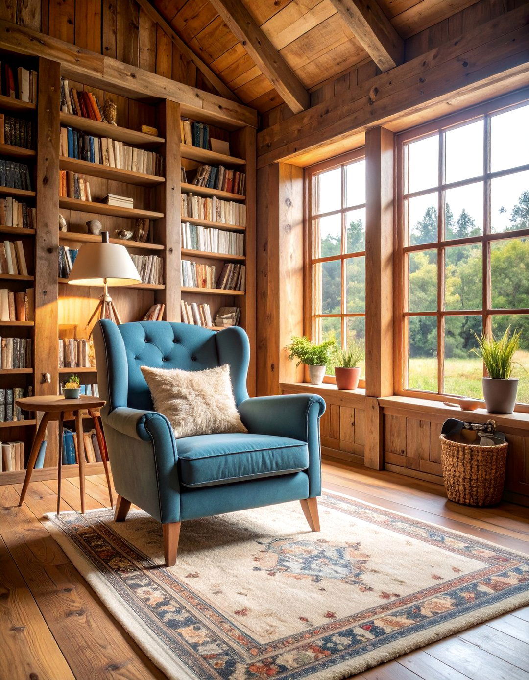 Rustic Reading Nook - 25 Rustic Barndominium Interior Design Ideas