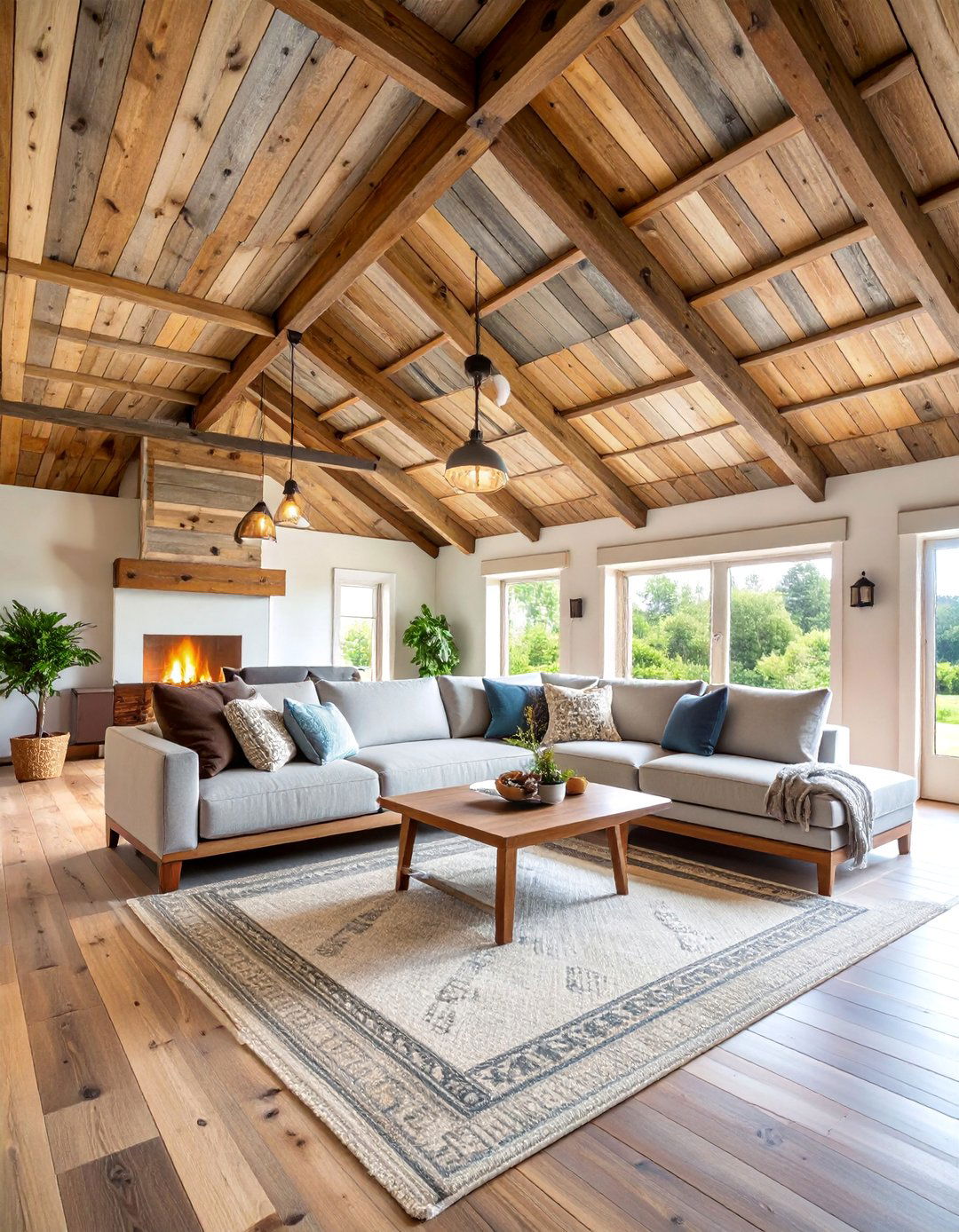 Rustic Reclaimed Barnwood Plank Ceiling - 25 Wood Plank Ceiling Ideas