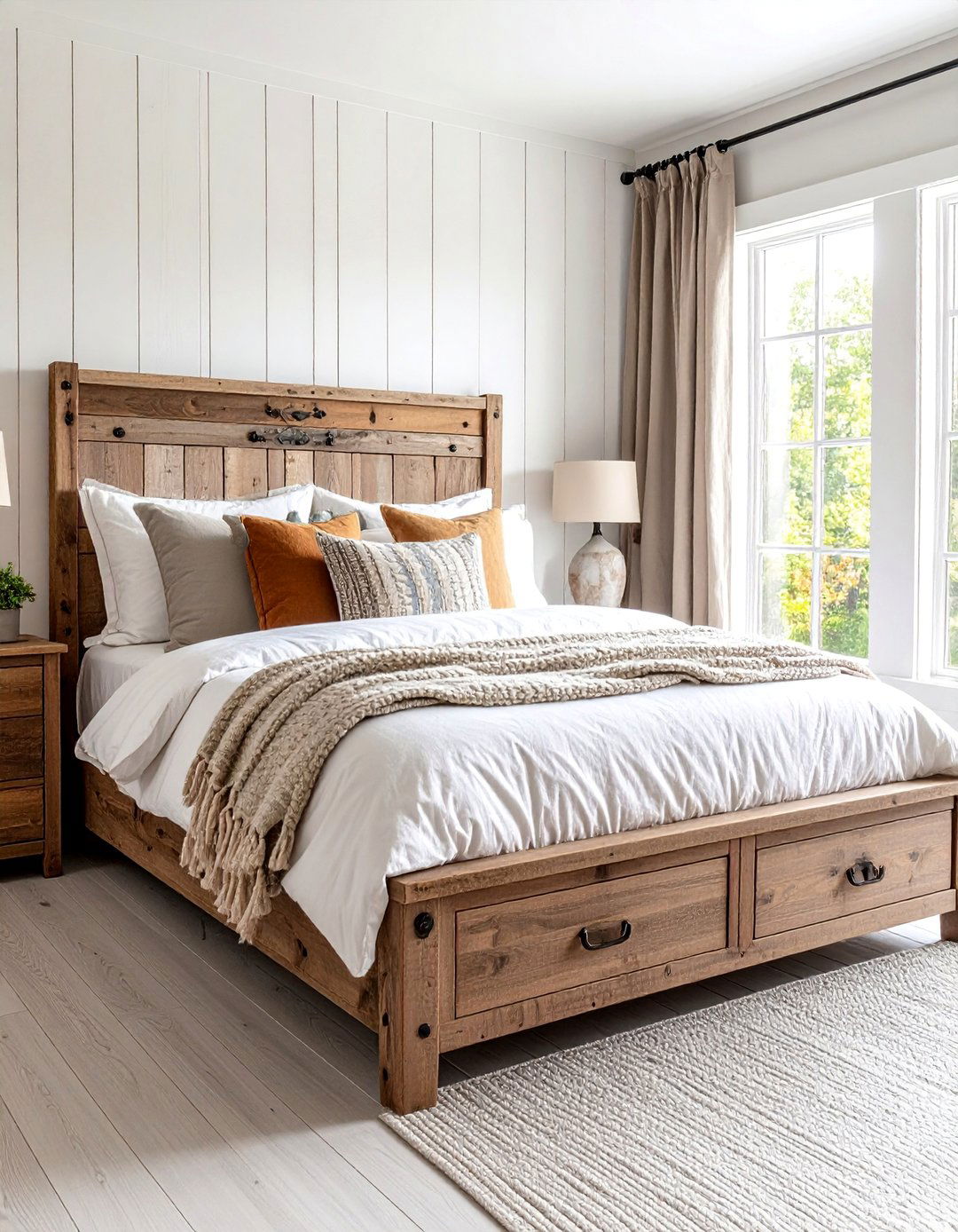 Rustic Reclaimed Wood Corner Bed with Built In Storage - 25 Corner Bed Ideas