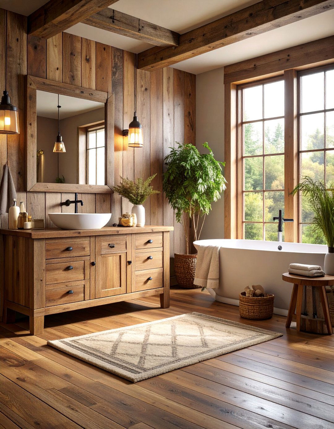 Rustic Reclaimed Wood Elements - 25 Masculine Bathroom Ideas