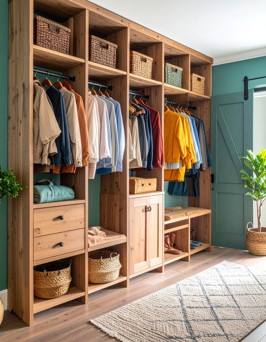 Rustic Reclaimed Wood Entryway Storage - 25 Entryway Closet Ideas
