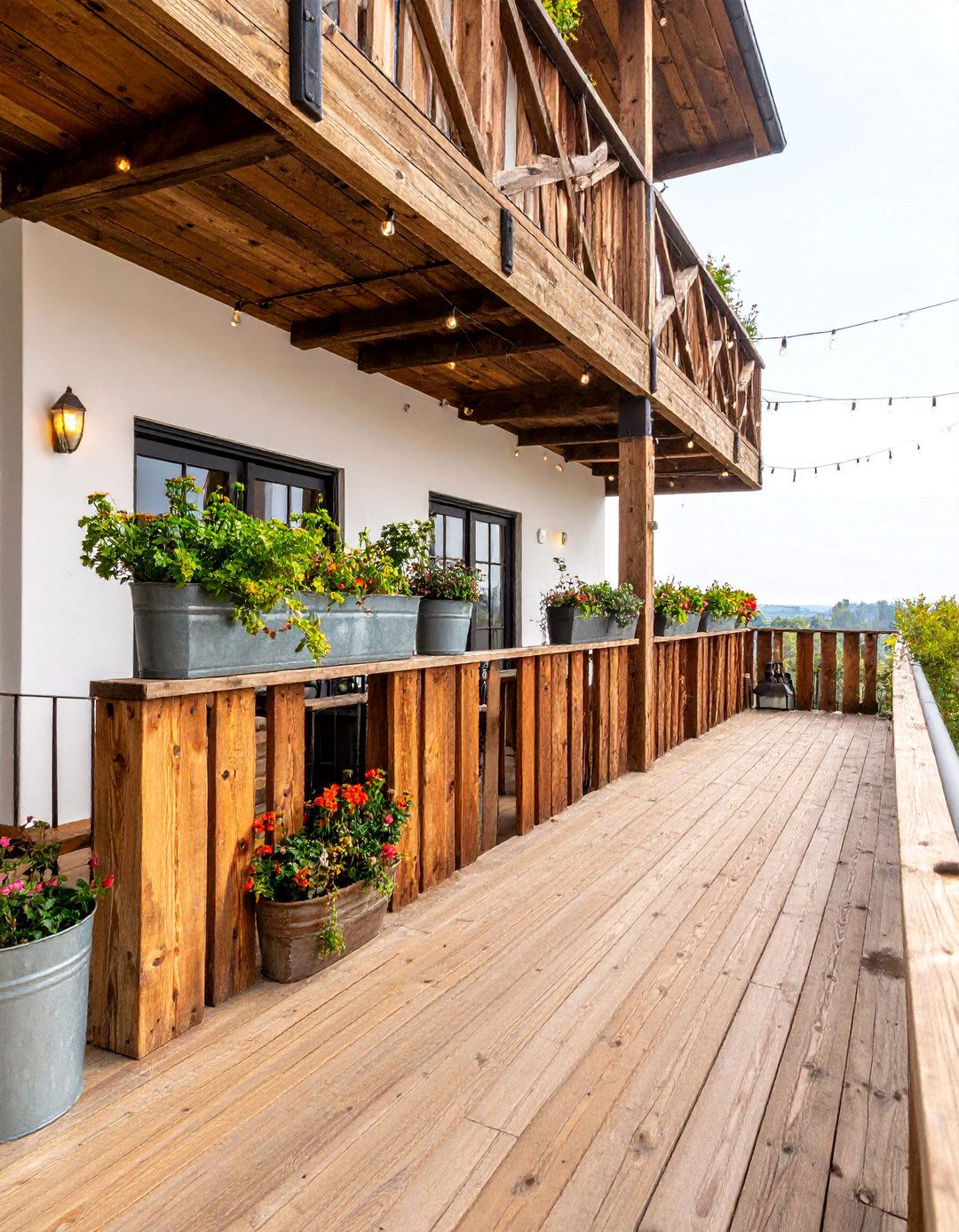 Rustic Reclaimed Wood Loft Balcony with Industrial Hardware - 25 Loft Balcony Ideas
