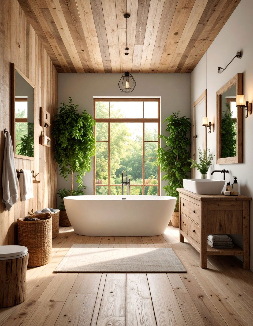 Rustic Reclaimed Wood Panels - 25 Bathroom Wall Paneling Ideas
