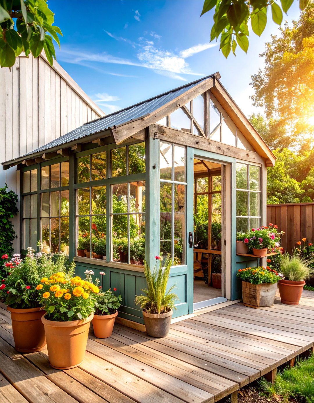 Rustic Reclaimed Wood Porch Greenhouse - 25 Porch Greenhouse Ideas