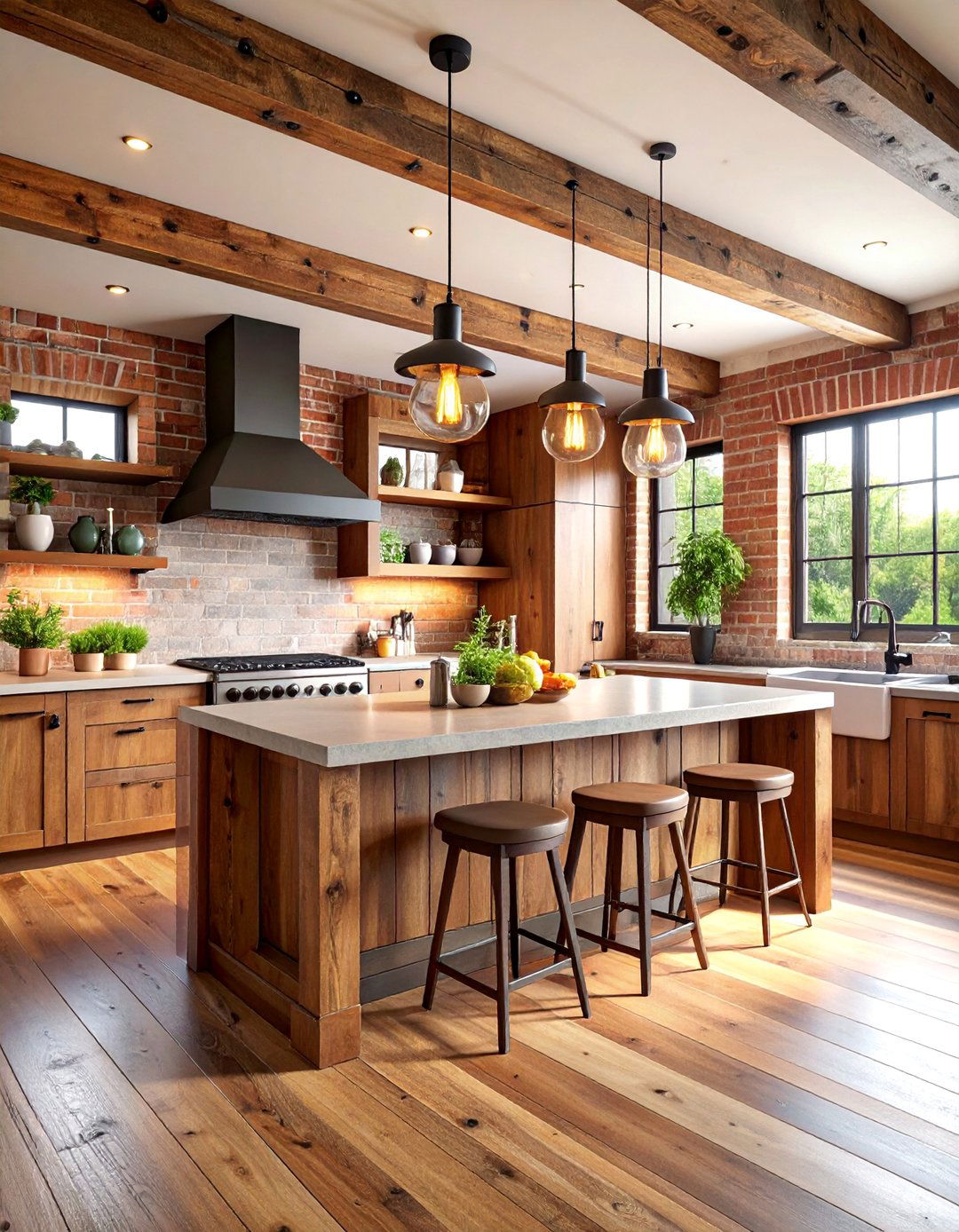 Rustic Reclaimed Wood U Shaped Kitchen with Industrial Elements - 25 U Shaped Kitchen Ideas