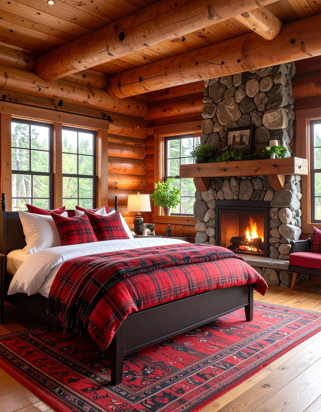 Rustic Red and Black Lodge Bedroom - 25 Red and Black Bedroom Ideas