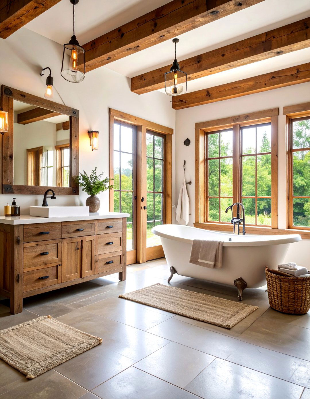 Rustic Retreat Barndominium Bathroom with Reclaimed Wood Vanity - 25 Barndominium Bathroom Ideas
