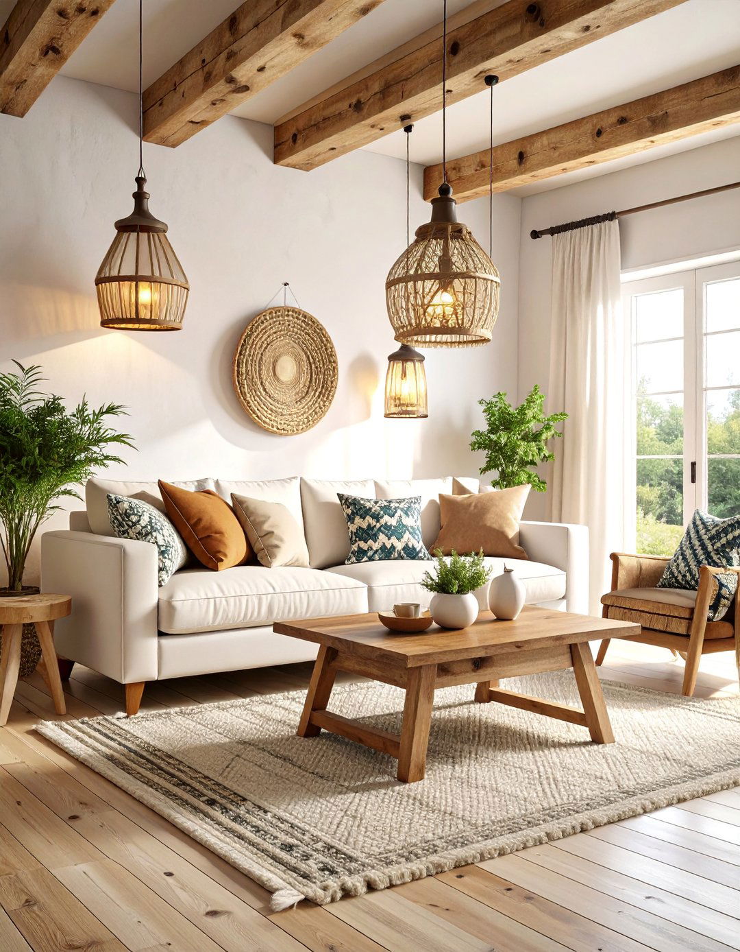 Rustic Scandinavian Lodge with Exposed Beams - 25 Scandinavian Living Room Ideas