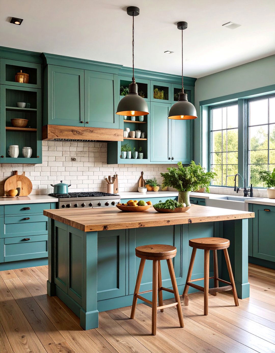 Rustic Seafoam Green Kitchen with Reclaimed Wood Elements - 25 Seafoam Green Kitchen Ideas